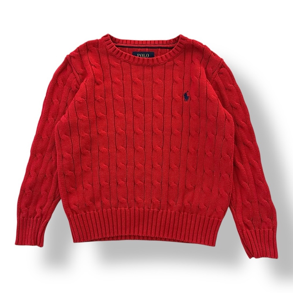 Polo by Ralph Lauren Red Cable Knit Sweater